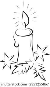 Christmas Candle Holy Light. Advent Wreath for print or use as poster, card, flyer or T Shirt
