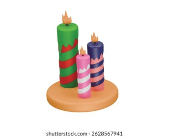  Christmas candle icon 3d illustration render