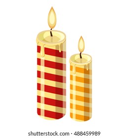 Christmas candle icon in cartoon style isolated on white background vector illustration