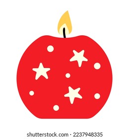 Icono de velas de Navidad. Una vela festiva. Ilustración del vector