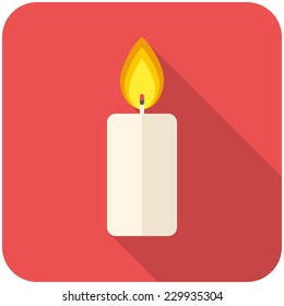 Christmas candle icon (flat design with long shadows)