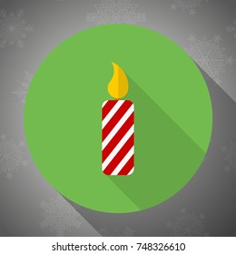 Christmas candle icon flat design with long shadows
 Flat vector related icon for web and mobile applications. It can be used as -pictogram, icon, info graphic element. Vector Illustration.