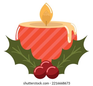 christmas candle icon flat isolated