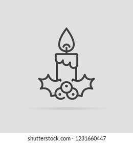 Christmas candle icon in flat style isolated on grey background. For your design, logo. Vector illustration.