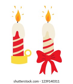Christmas candle icon flat vector illustration isolated on white eps 10