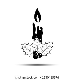 Christmas candle icon, isolated on the white background, vector
