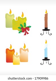 christmas candle icon set