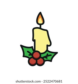 Christmas candle icon vector basic design simple and modern concept graphic