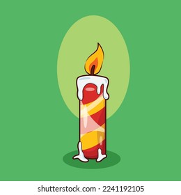 Christmas Candle Illustration in Cartoon Style