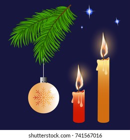 Christmas candle image. Vector illustration