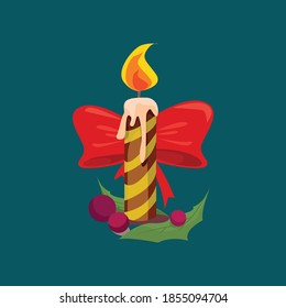 christmas candle isolated vector flat illustration. design element
