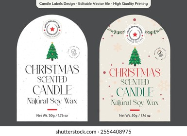 Christmas Candle Label Design Soy Wax Candle Label, Scented Candle Packaging, Editable Vector File, Print Ready Template for Candle Branding