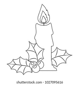 christmas candle with leafs