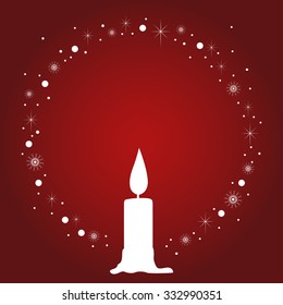 Christmas candle with light circle made of stars and snowflakes