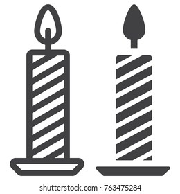 Christmas candle line and glyph icon, New year and Christmas, xmas sign vector graphics, a linear pattern on a white background, eps 10.