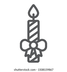 Christmas candle line icon, christmas and decor, candlelight sign, vector graphics, a linear pattern on a white background, eps 10.