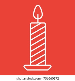 Christmas candle line icon, New year and Christmas, xmas sign vector graphics, a linear pattern on a red background, eps 10.