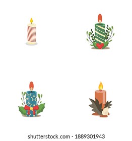 christmas candle logo collection design