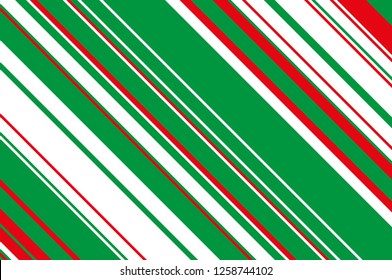 Christmas candle, lollipop pattern. Striped diagonal background with slanted lines. Stripy backdrop for print on wrapping. Vector illustration