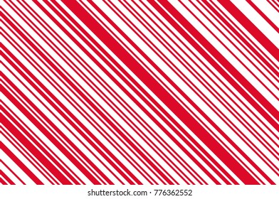 Christmas candle, lollipop pattern. Striped diagonal background with slanted lines. Stripy backdrop for print on wrapping. Vector illustration