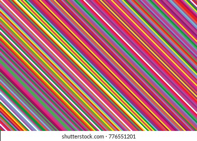 Christmas candle, lollipop pattern. Striped diagonal background with slanted lines. Stripy backdrop for print on wrapping. Vector illustration Colorful rainbow