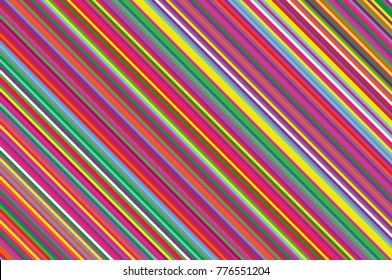 Christmas candle, lollipop pattern. Striped diagonal background with slanted lines. Stripy backdrop for print on wrapping. Vector illustration Colorful rainbow
