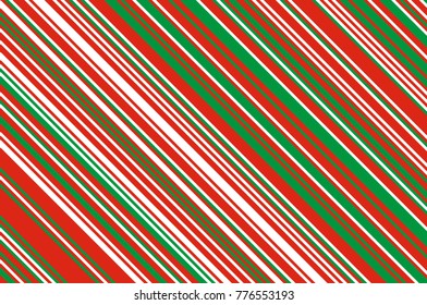 Christmas candle, lollipop pattern. Striped diagonal background with slanted lines. Stripy backdrop for print on wrapping. Vector illustration