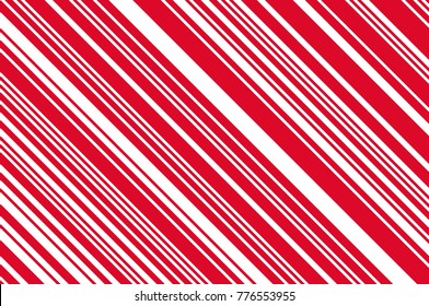 Christmas candle, lollipop pattern. Striped diagonal background with slanted lines. Stripy backdrop for print on wrapping. Vector illustration