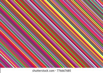 Christmas candle, lollipop pattern. Striped diagonal background with slanted lines. Stripy backdrop for print on wrapping. Vector illustration Colorful rainbow