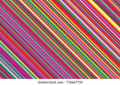 Christmas candle, lollipop pattern. Striped diagonal background with slanted lines. Stripy backdrop for print on wrapping. Vector illustration Colorful rainbow