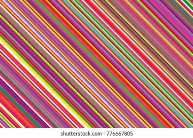 Christmas candle, lollipop pattern. Striped diagonal background with slanted lines. Stripy backdrop for print on wrapping. Vector illustration Colorful rainbow