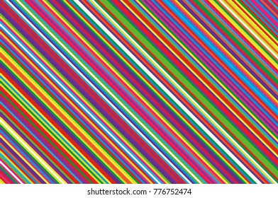 Christmas candle, lollipop pattern. Striped diagonal background with slanted lines. Stripy backdrop for print on wrapping. Vector illustration Colorful rainbow