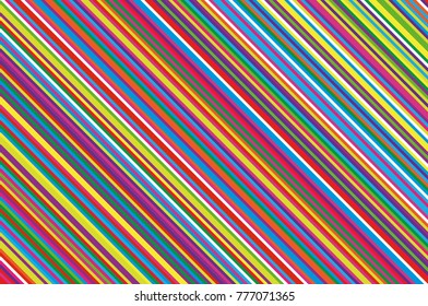 Christmas candle, lollipop pattern. Striped diagonal background with slanted lines. Stripy backdrop for print on wrapping. Vector illustration Colorful rainbow