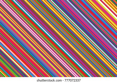 Christmas candle, lollipop pattern. Striped diagonal background with slanted lines. Stripy backdrop for print on wrapping. Vector illustration Colorful rainbow