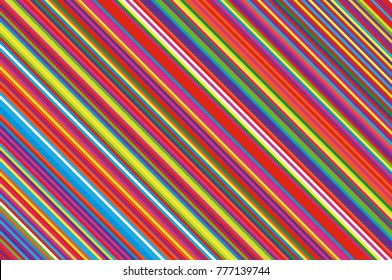 Christmas candle, lollipop pattern. Striped diagonal background with slanted lines. Stripy backdrop for print on wrapping. Vector illustration Colorful rainbow