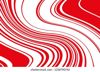 Christmas candle, lollipop pattern. Wavy diagonal background with red lines. Stripy backdrop for print on wrapping. Vector illustration