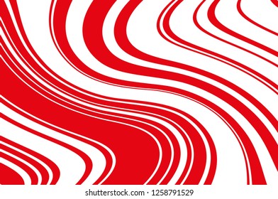 Christmas candle, lollipop pattern. Wavy diagonal background with red lines. Stripy backdrop for print on wrapping. Vector illustration