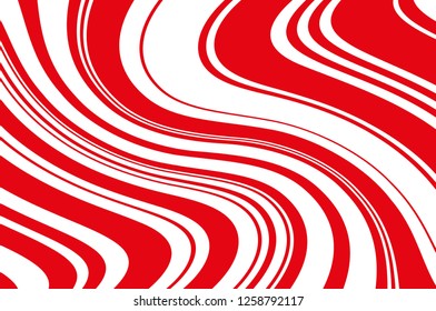 Christmas candle, lollipop pattern. Wavy diagonal background with red lines. Stripy backdrop for print on wrapping. Vector illustration