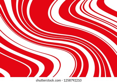 Christmas candle, lollipop pattern. Wavy diagonal background with red lines. Stripy backdrop for print on wrapping. Vector illustration