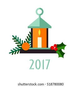Christmas candle on a light background