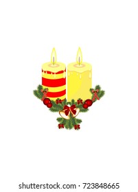 Christmas candle on a white background