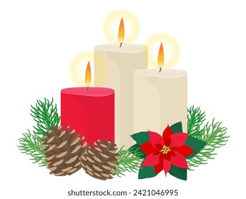 christmas candle red white vector illustration