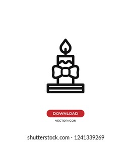 Christmas candle vector icon