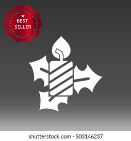 Christmas Candle Vector Icon Illustration