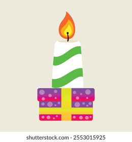 Christmas candle vector illustration. Hand Drawn Cartoon style Christmas candle Illustration.