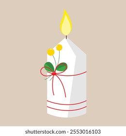 
Christmas candle vector illustration. Hand Drawn Cartoon style Christmas candle Illustration.