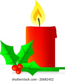 christmas candle vector illustration red