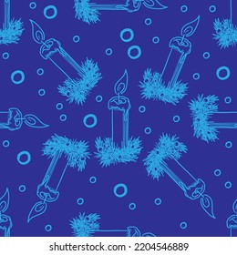 Christmas candle vector seamless pattern