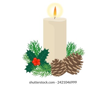 christmas candle white vector illustration