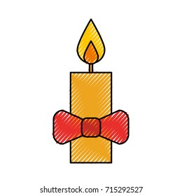 christmas candle wirth red bow decoration